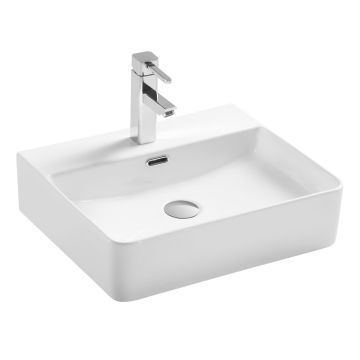 Kartell Essential 500mm 1 Tap Hole Rectangular Countertop Basin - White