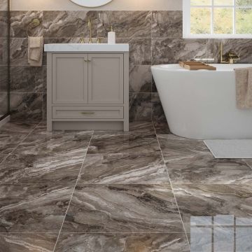 Kore Slate Grey Wall & Floor Tile 600mm x 600mm - Polished Porcelain