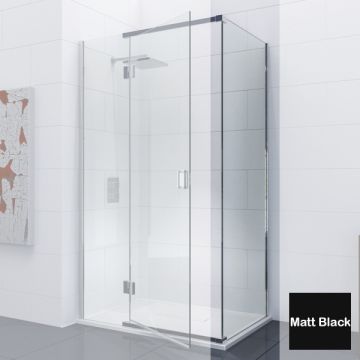 Kudos Pinnacle 8 Hinged Corner Doors Side Panel 1000mm - Matt Black