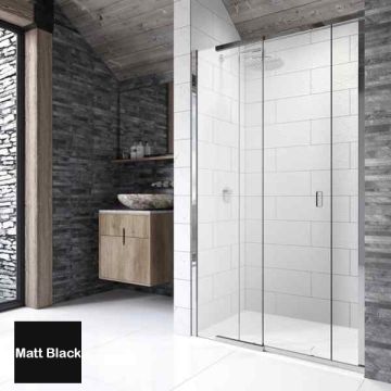 Kudos Pinnacle 8 Recessed Sliding Shower Door 1000mm - Matt Black