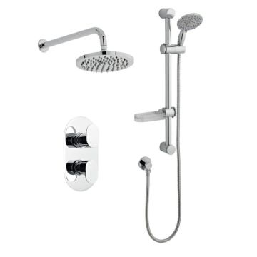 Kartell Logik Thermostatic Concealed Shower with Adjustable Sliding Rail Kit & Overhead Drencher