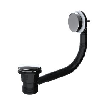 Easy Clean Bath Clicker Sprung Waste with Overflow 1 1/2" - Matt Black 