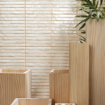 Maya Linear Pearl Wall Tile 350mm x 350mm - Gloss Ceramic