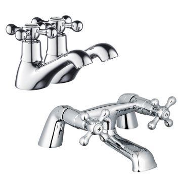 Noveua Ealing Pair of Basin Taps & Bath Filler Tap Set