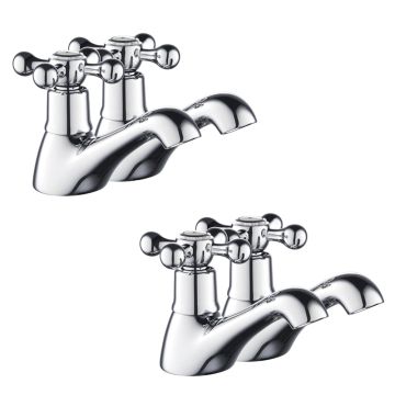 Noveua Ealing Pair of Basin Taps & Pair of Bath Taps Set