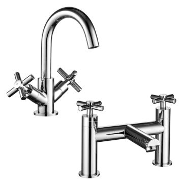 Noveua Euston Mono Basin Mixer with Click Clack Waste & Bath Filler Tap Set