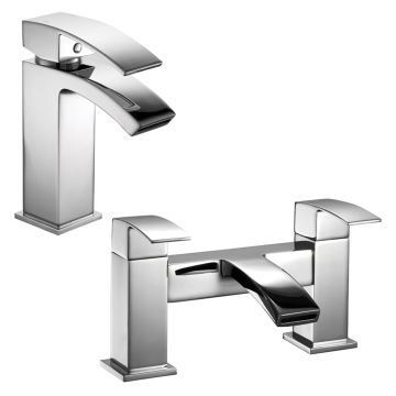 Noveua Farringdon Mono Basin Mixer with Click Clack Waste & Bath Filler Tap