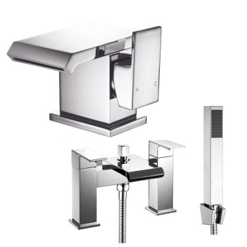 Noveua Fulham Mono Basin Mixer with Click Clack Waste & Bath Shower Mixer Tap Set