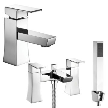 Noveua Highbury Mono Basin Mixer with Click Clack Waste & Bath Shower Mixer Tap Set