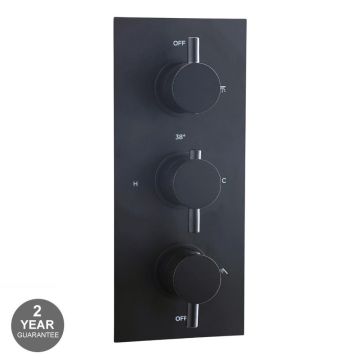 Noveua Islington Round Triple Concealed Shower Valve - Matt Black