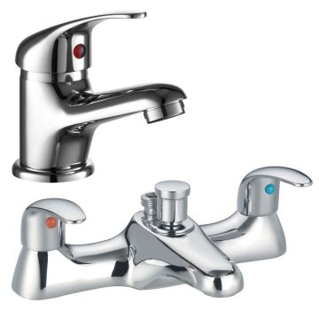 Noveua Marylebone Mini Mono Basin Mixer with Click Clack Waste & Bath Shower Mixer Tap Set