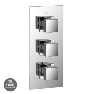 Noveua Mayfair Square Triple Concealed Shower Valve - Chrome
