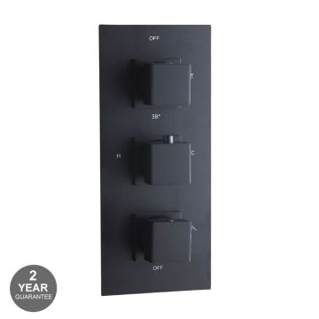 Noveua Mayfair Square Triple Concealed Shower Valve - Matt Black