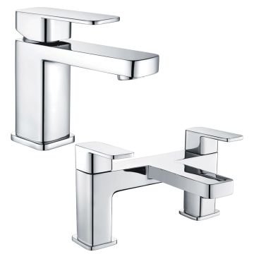 Noveua Newbury Mono Basin Mixer with Click Clack Waste & Bath Filler Tap Set