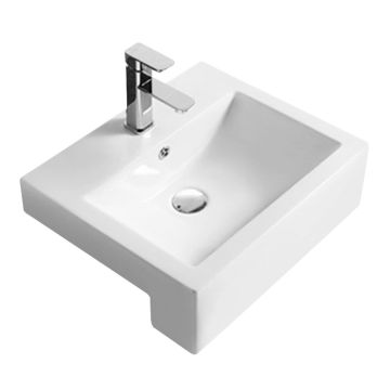 Nuie 530mm Square 1TH Semi Recessed Basin - White
