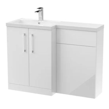 Nuie Arno 1100mm L Shape Combination Unit & Basin Left Hand - White