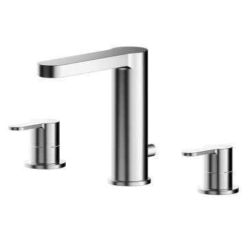 Nuie Arvan Deck Mounted 3 Tap Hole Basin Mixer with Pop Up Waste - Chrome