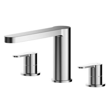 Nuie Arvan Deck Mounted 3 Tap Hole Bath Filler - Chrome