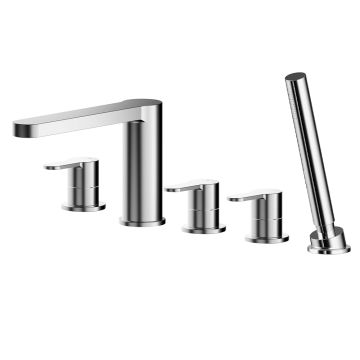 Nuie Arvan Deck Mounted 5 Tap Hole Bath Shower Mixer - Chrome