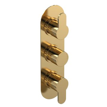 Nuie Arvan Concealed Triple Thermostatic Shower Valve with Diverter - Brushed Brass