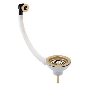 Nuie Basket Stainer Waste with Round Overflow - Brushed Brass