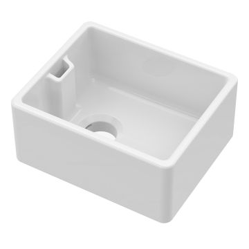 Nuie Belfast Fireclay 1 Bowl Undermount Sink with Offset Waste 460mm - White