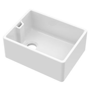Nuie Belfast Fireclay 1 Bowl Undermount Sink with Offset Waste 595mm - White