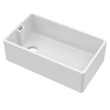 Nuie Belfast Fireclay 1 Bowl Undermount Sink with Offset Waste 795mm - White