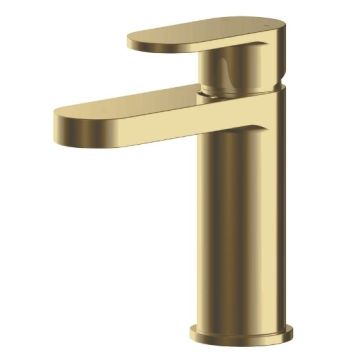 Nuie Binsey Mono Basin Mixer & Push Button Waste - Brushed Brass