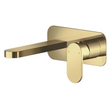 Nuie Binsey Wall Mounted 2TH Basin Mixer - Brushed Brass