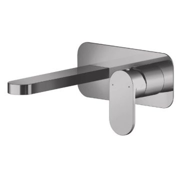Nuie Binsey Wall Mounted 2TH Basin Mixer - Brushed Pewter