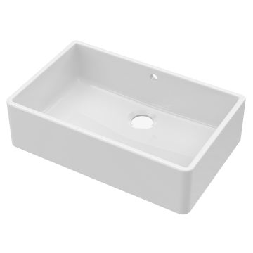 Nuie Butler Fireclay 1 Bowl Undermount Sink with Central Waste & Overflow 795mm - White