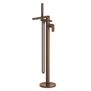 Nuie Cyprus Fluted Freestanding Bath Shower Mixer & Kit - Brushed Bronze