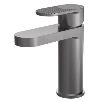 Nuie Cyprus Fluted Mono Basin Mixer & Push Button Waste - Brushed Pewter