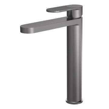 Nuie Cyprus Fluted Tall Basin Mixer - Brushed Pewter
