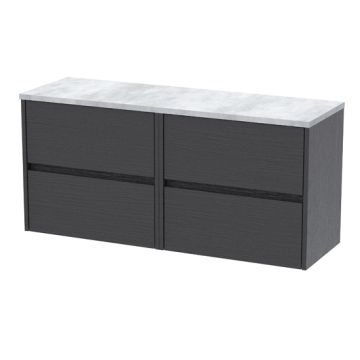 Nuie Havana 1200mm Wall Hung Vanity Unit & Ballato Grey Worktop - Graphite Grey Woodgrain