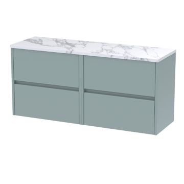 Nuie Havana 1200mm Wall Hung Vanity Unit & Carrera Marble Worktop - Coastal Grey