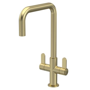 Nuie Kosi Mono Dual Lever Kitchen Sink Mixer - Brushed Brass