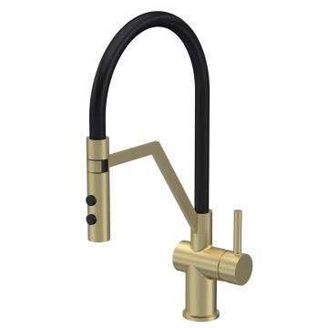 Nuie Ravi Mono Single Lever Kitchen Sink Mixer - Brushed Brass