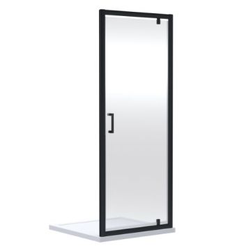 Nuie Rene 6mm Pivot Shower Door 760mm - Matt Black