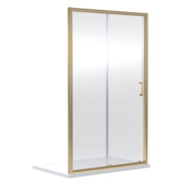 Nuie Rene 6mm Single Sliding Shower Door 1600mm - Brushed Brass