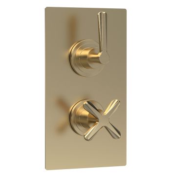 Nuie Twin Thermostatic Shower Valve - Brushed Brass