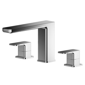 Nuie Windon Deck Mounted 3 Tap Hole Bath Filler - Chrome