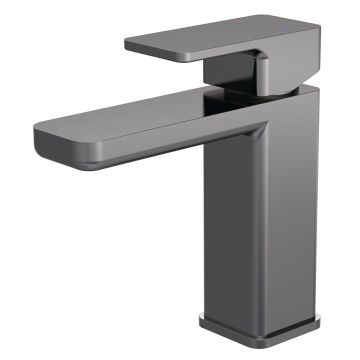 Nuie Windon Mono Basin Mixer with Push Button Waste - Brushed Gun Metal