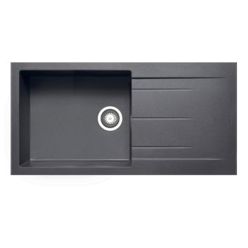 Prima Granite Inset Sink with 1 Bowl, Drainer & Waste 1000mm - Gun Metal