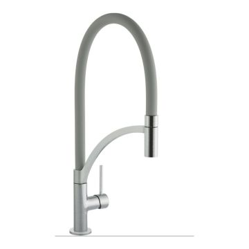 Prima+ Swan Neck 1 Tap Hole Single Lever Sink Mixer with Pull Out - Matt Grey