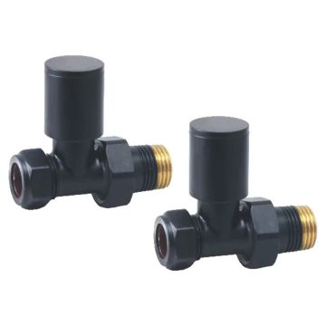 Roma Pair Round Straight Radiator Valves - Anthracite 