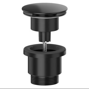 Slotted Sprung Basin Waste with Large Round Plug 1 1/4" - Matt Black 