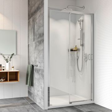 Roman Haven8 Level Access Sliding Shower Door 1400mm Right Hand - Chrome