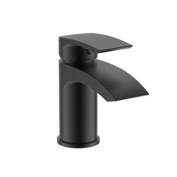 Pixley Mono Basin Mixer with Push Button Waste - Matt Black